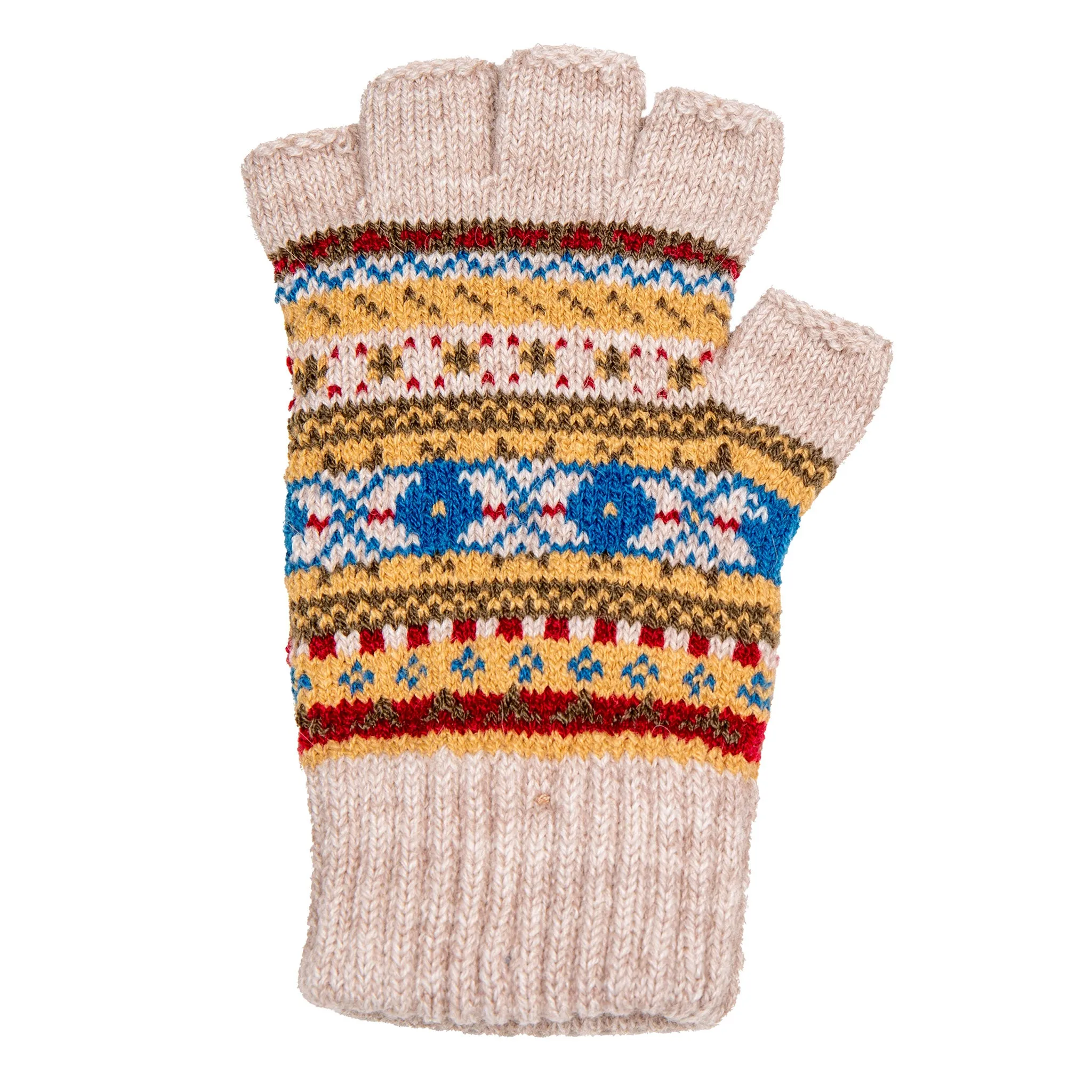 Women’s Fingerless Jacquard Fair Isle Knitted Gloves