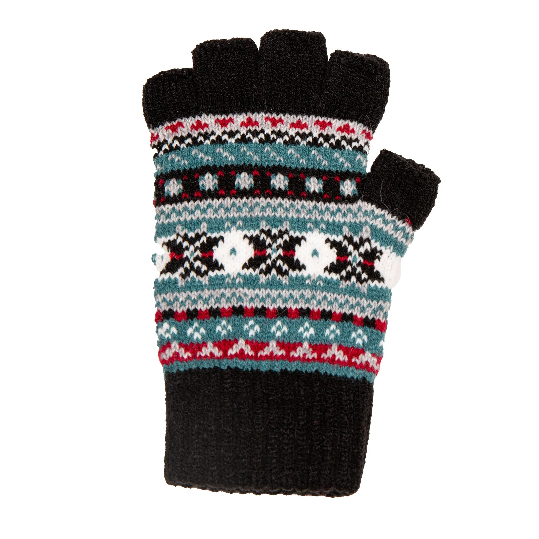 Women’s Fingerless Jacquard Fair Isle Knitted Gloves