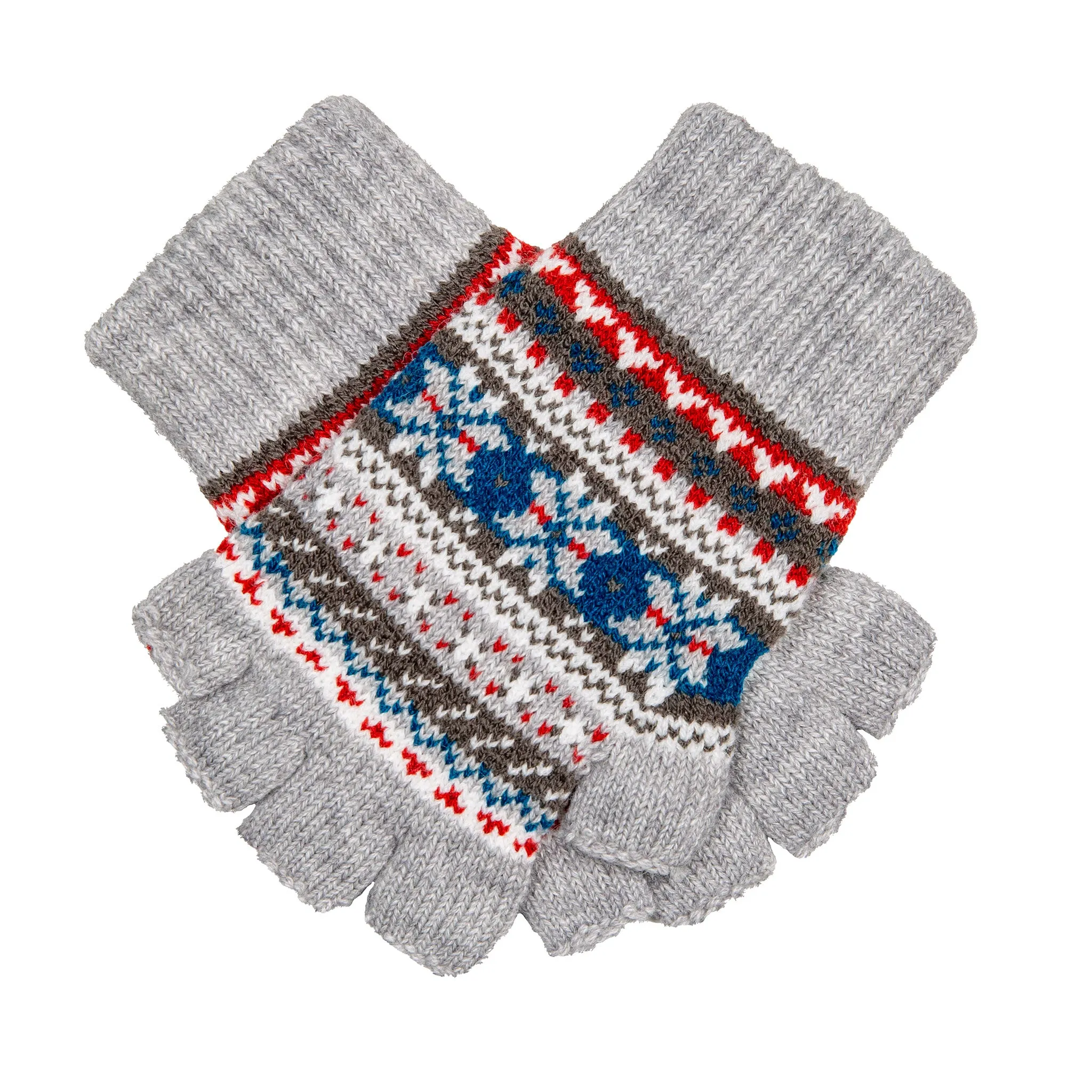 Women’s Fingerless Jacquard Fair Isle Knitted Gloves