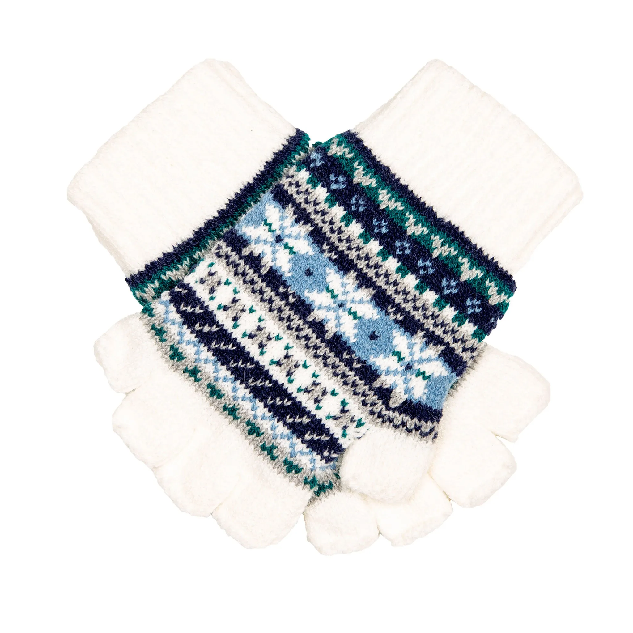 Women’s Fingerless Jacquard Fair Isle Knitted Gloves