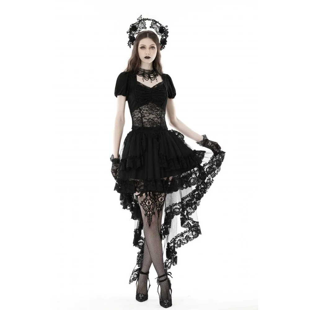 Women's Punk Irregular Ruffled Lace Skirt