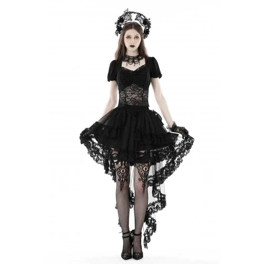 Women's Punk Irregular Ruffled Lace Skirt