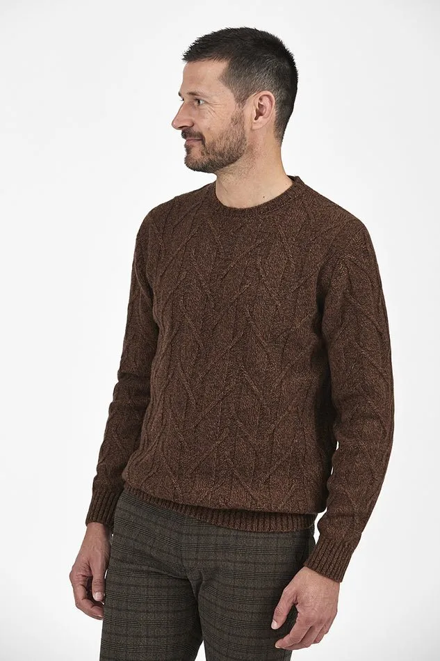 Wool Blend Cable Crew Neck Jumper