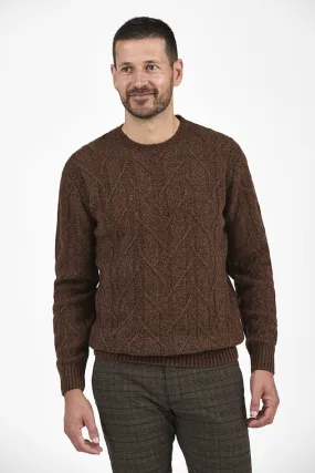 Wool Blend Cable Crew Neck Jumper