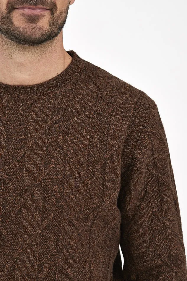 Wool Blend Cable Crew Neck Jumper