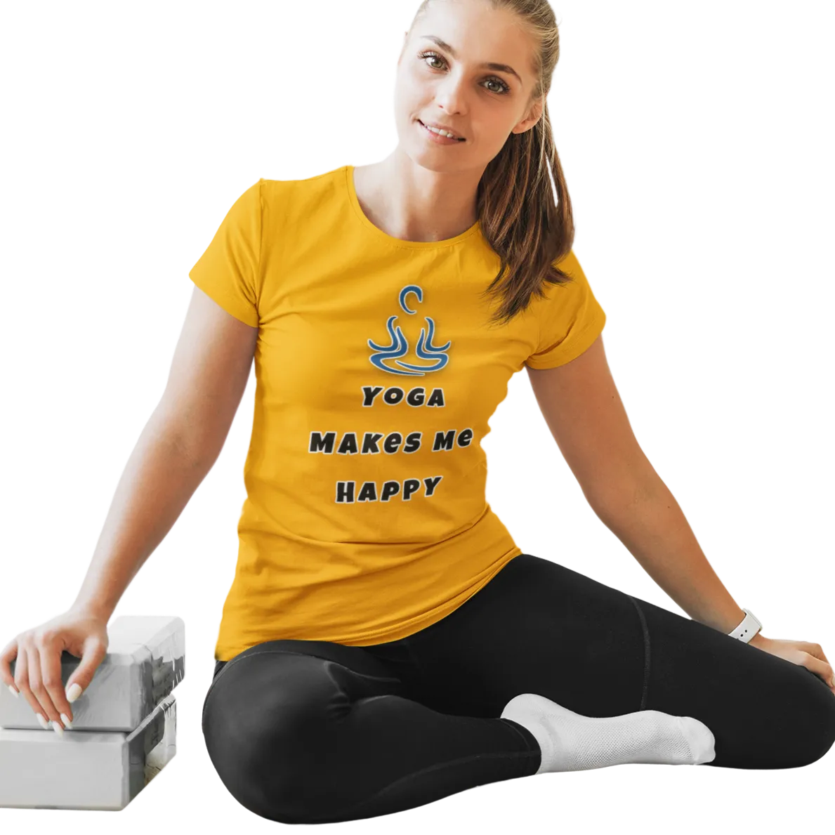 Yoga Makes Me Happy T Shirt for Women D79