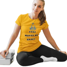 Yoga Makes Me Happy T Shirt for Women D79