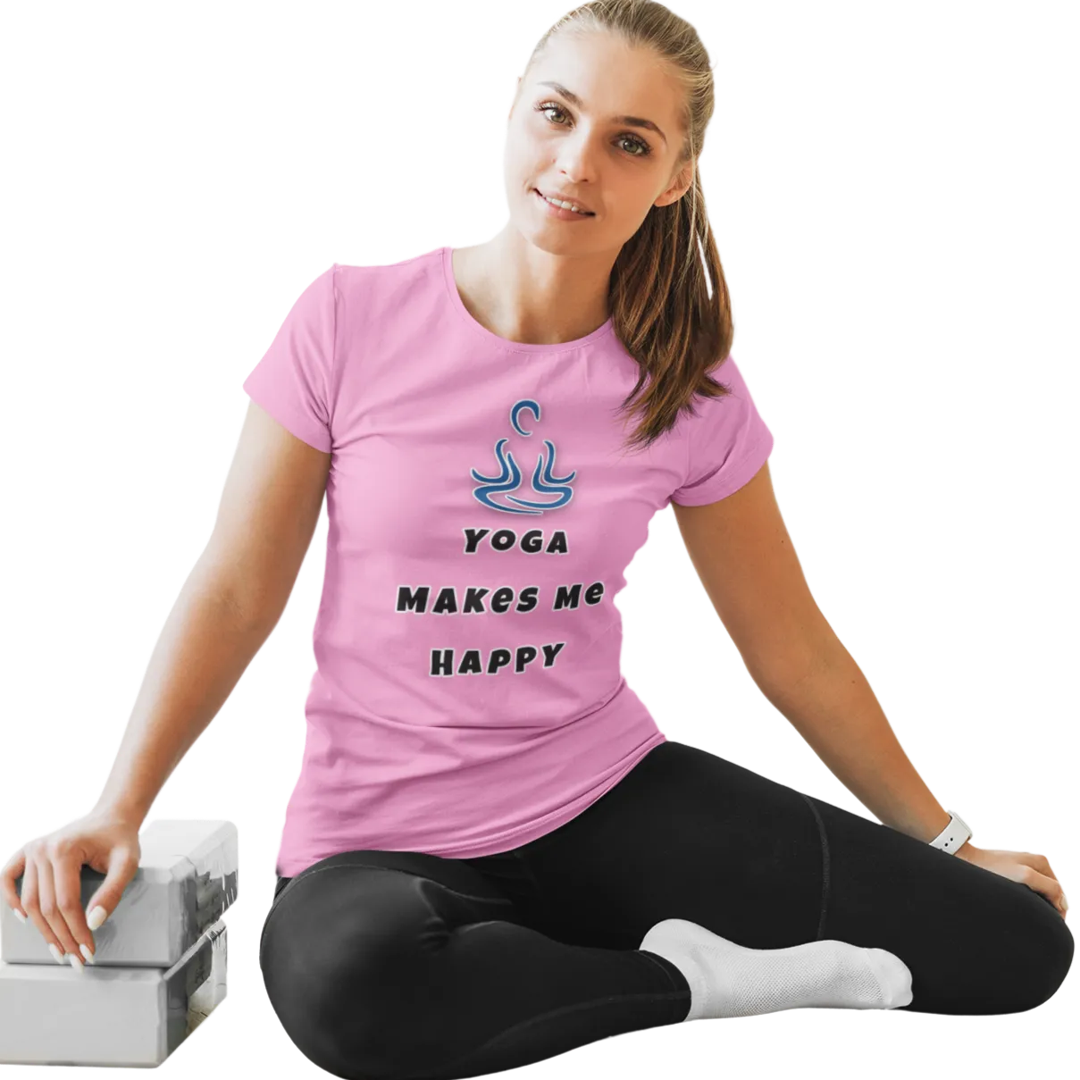 Yoga Makes Me Happy T Shirt for Women D79