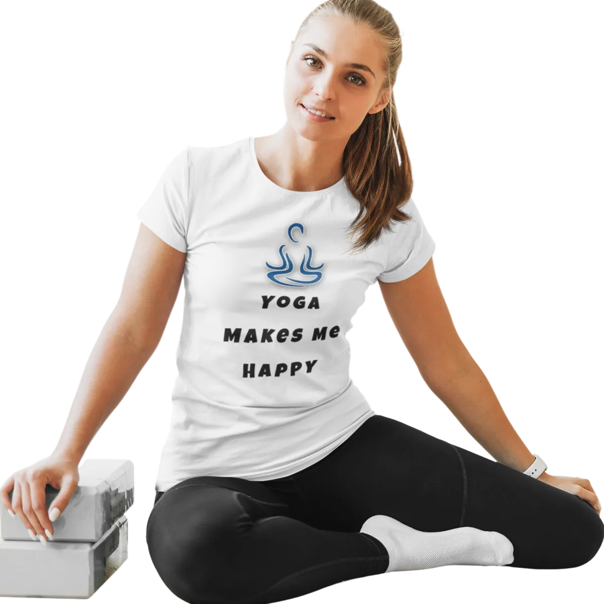 Yoga Makes Me Happy T Shirt for Women D79