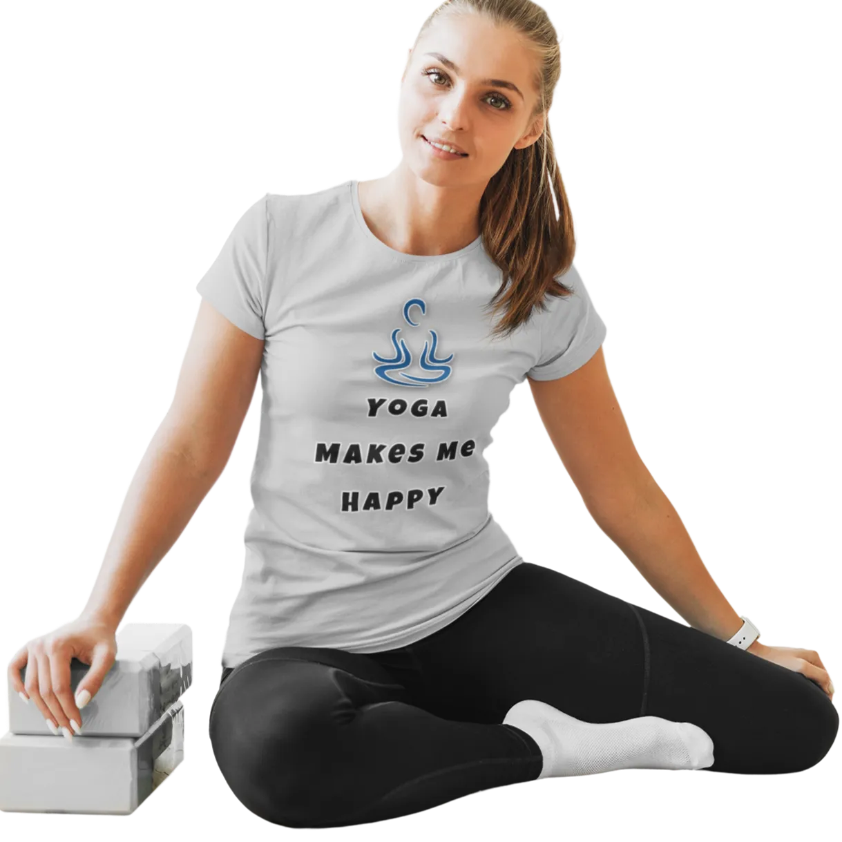 Yoga Makes Me Happy T Shirt for Women D79